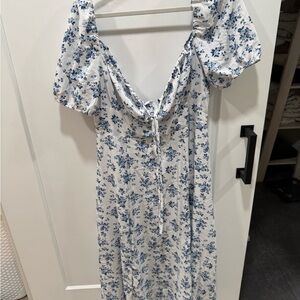 Chic Blue Floral Midi Dress